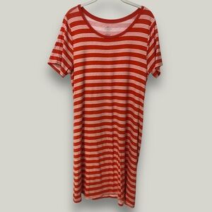 St. John's Bay Red & White Stripe Casual Above the Knee Shift Dress, women's L